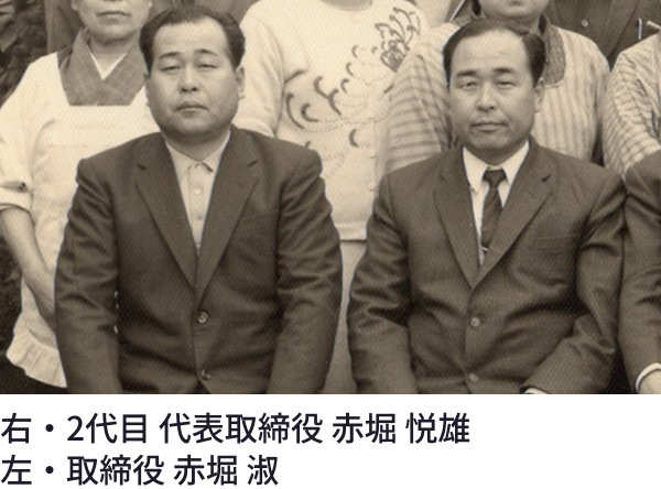 右・2代目 代表取締役 赤堀 悦男 左・取締役 赤堀 淑